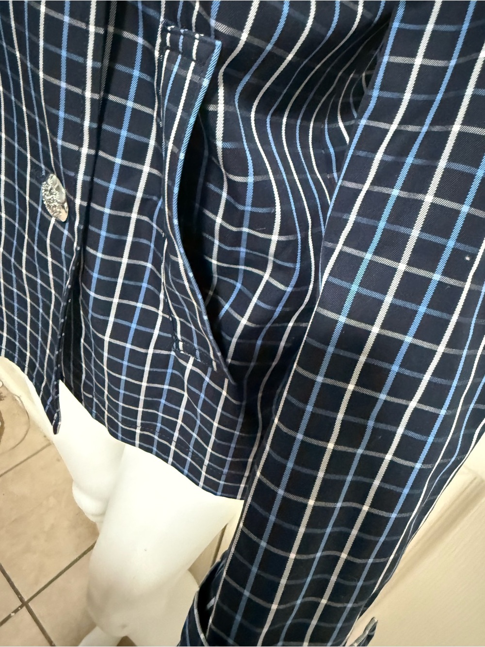 RALPH LAUREN Women's Navy Plaid Double-Breasted Jacket size 0 - Picture 9 of 15